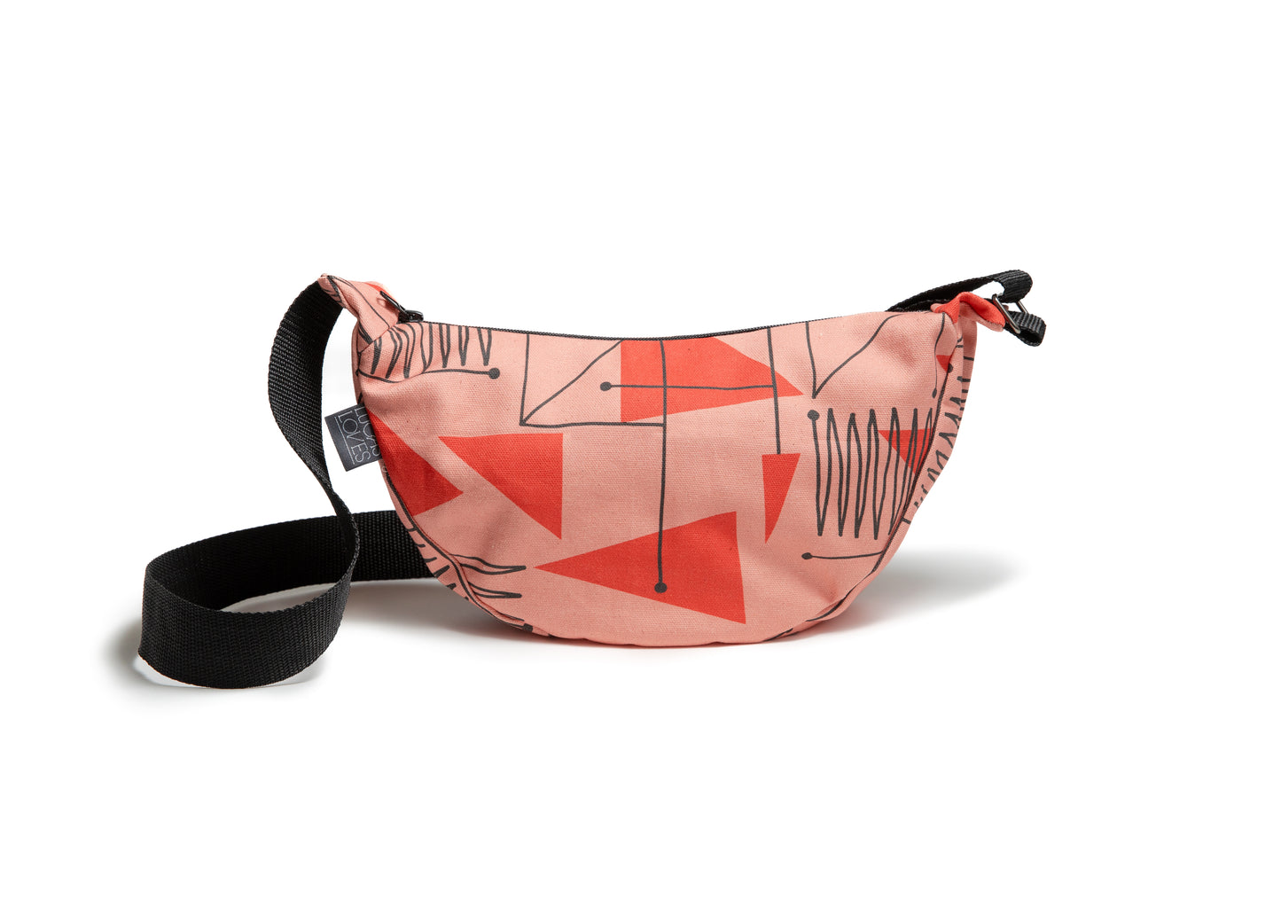 Fanny pack with geometric pattern on a white background